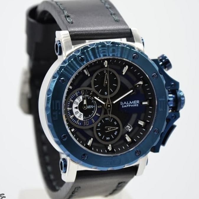 [Baru] Balmer B.7975Ms Silver Blue Leather Black Original