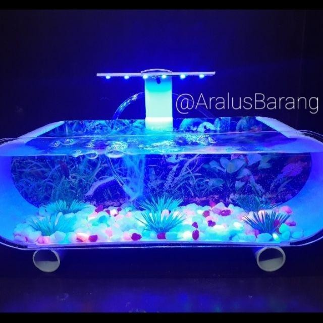 Aquarium Ni Fullset Dengan Lampu Led / Aquarium Akrilik / Aquarium Ikan Cupang