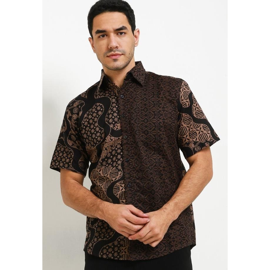 [Baru] Arjuna Weda Hem Batik Pria Tambal 2 - Hitam
