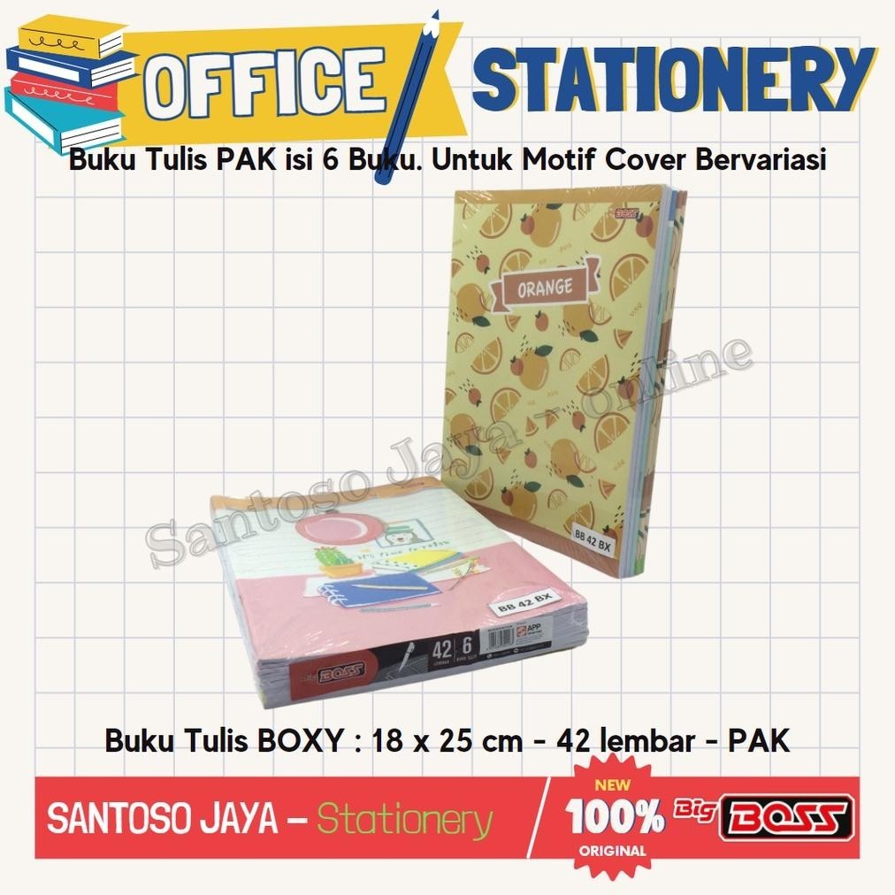 

Murah Buku Tulis Boxy Bigboss 42 Lembar B5 18X25 Cm Big Boss Pak - 6 Buku. Viral