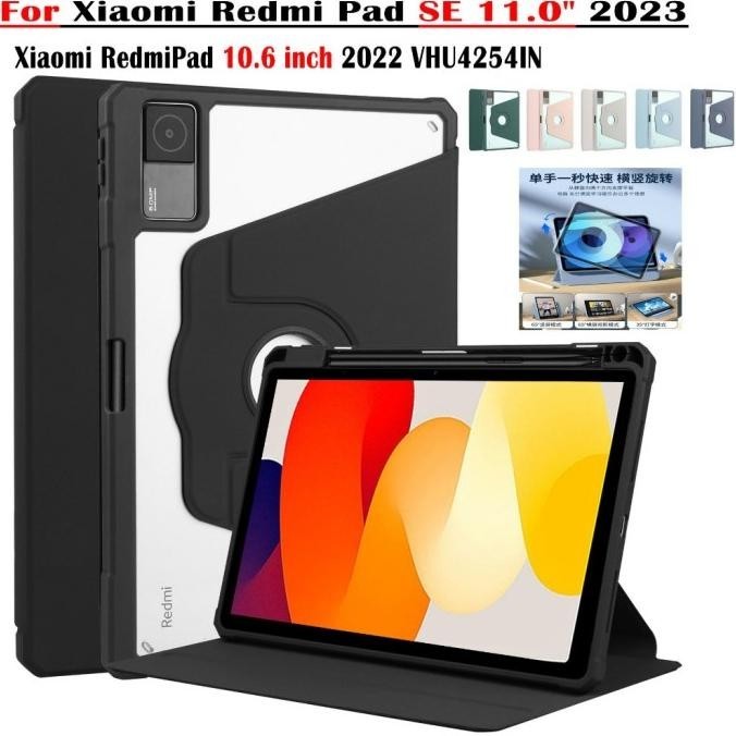 

Casing Xiaomi Redmi Pad SE 11 Inch/ Redmi Pad 10.61 Inch Case 360 Rotating Acrylic Crystal With Slot Pen Holder