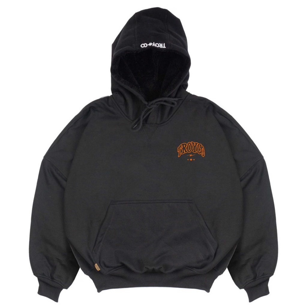 Troy Company Hoodie Boxy Oversize Black Orenji - Hoodie Boxy HB 2585