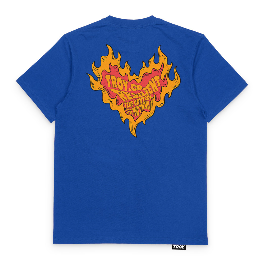 Troy Company Tshirt Royal Blue Fireheart - Kaos Lengan Pendek Kaos Biru Benhur MTD 2413