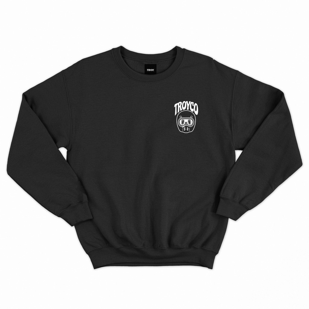 Troy Company Sweater Pria Hitam - Born to Ride Sweater Sweatshirt Crewneck Black SWD 2178