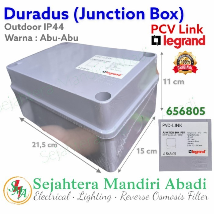 Duradus Legrand 215X150X110 Abu-Abu Pvc-Link Junction Box Outdoor Ip55