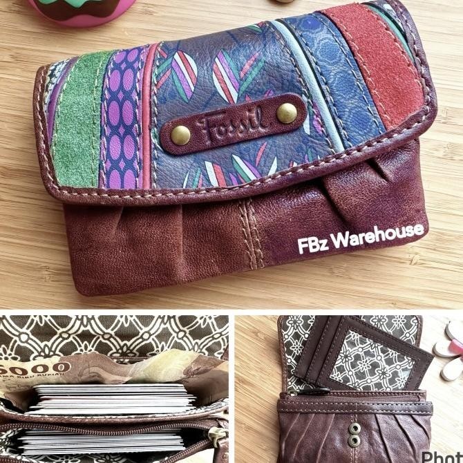 Fossil Emory Patchwork Dompet Kunci Stnk Kartu