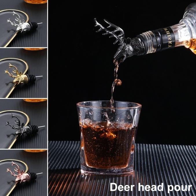 Wine Pourer Bottle Stopper Zinc Alloy DEER Head tutup botol wine
