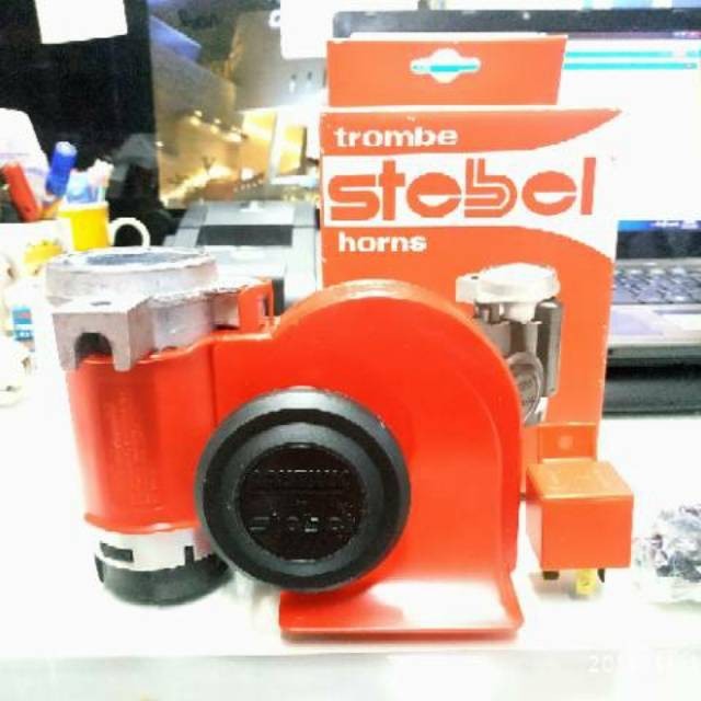 klakson Stebel Nautilus Red 12V Original Italy