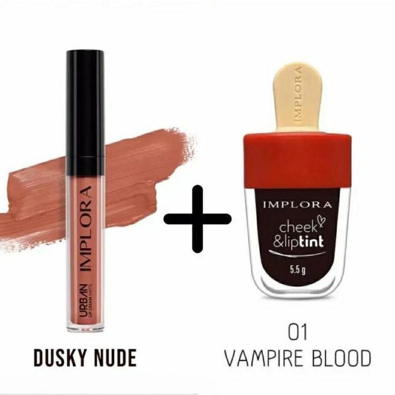 Laamiahijab Paket Ombre Implora isi 2 - Ombre lipcream lipvelvet lipcrayon liptint