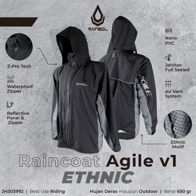 Rainsol Agile V1 | Jas Hujan Motor Dewasa | Double Sleting