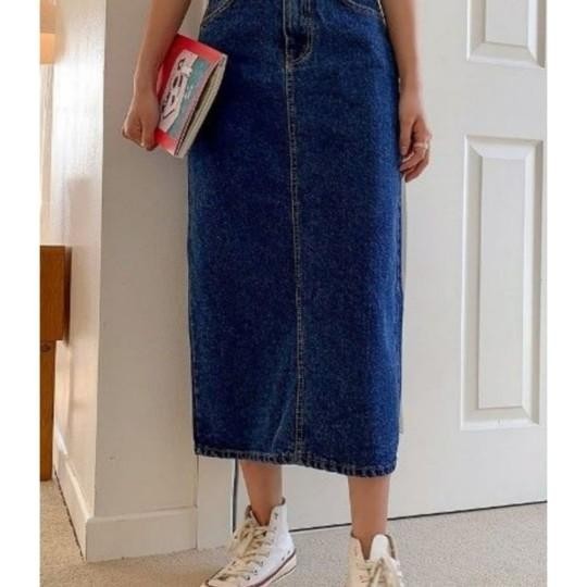 Rok Jeans Wanita Panjang Higwaist Rok Span Skirt Denim Remaja Terbaru