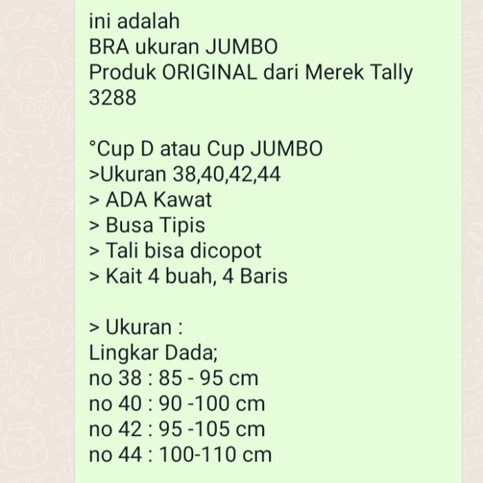 BARU BH TALLY 3288 JUMBO CUP D