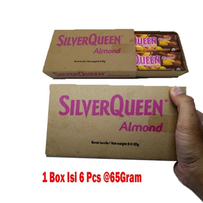 

Ready Silver Queen Almond Milk Chocolate 1 Box Isi 6Pcs 390Gram