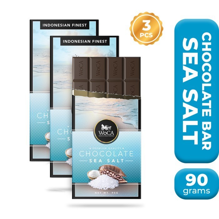 

Ready WoCA Premium Chocolate 3 x 90g Bars - Cokelat Batang Rasa Sea Salt
