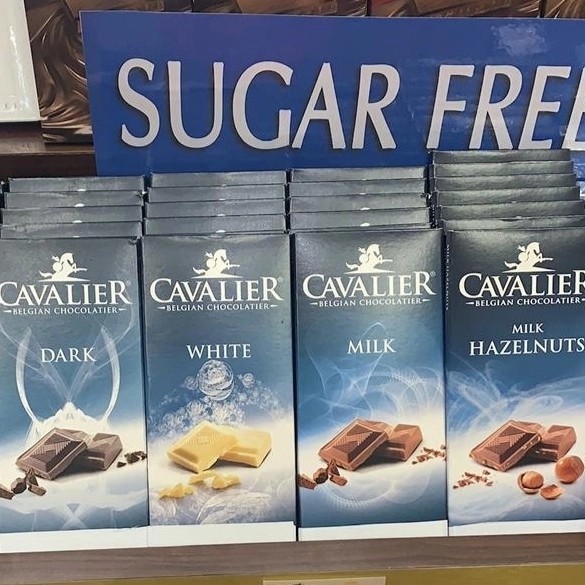 

Ready CAVALIER Belgian Chocolate Dark, Milk, Hazelnut, White Coklat No Sugar