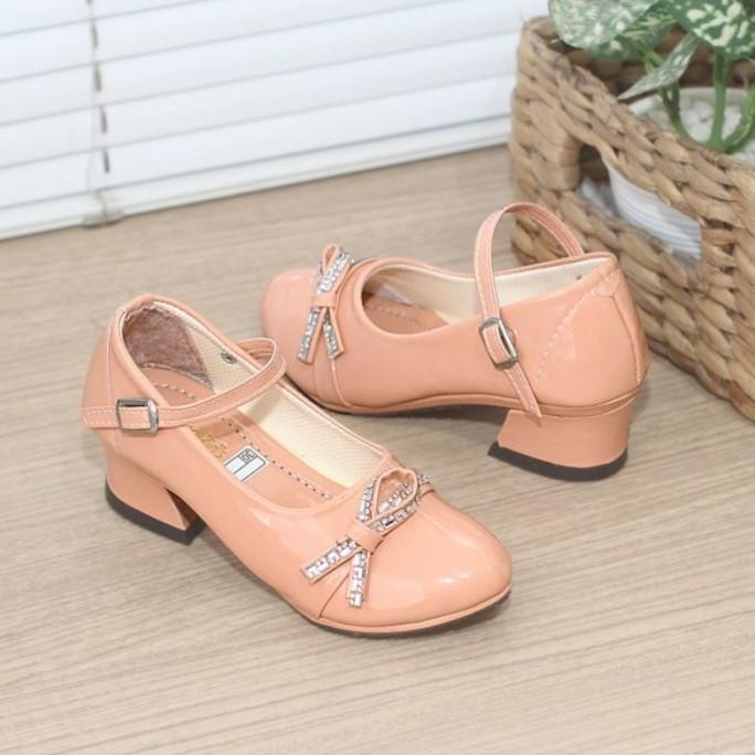 Sepatu Pantofel Anak Perempuan Hak Tahu High Heels Flatshoes Pita Lucu