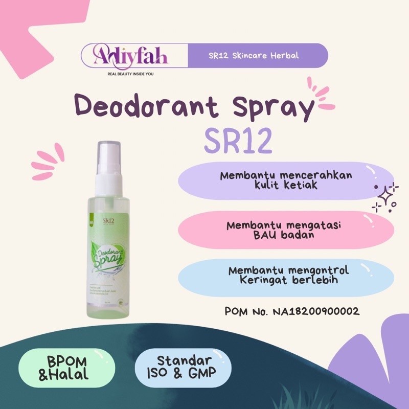 SR12 Kendari Deodorant Spray Anti Bau Badan Atasi Keringat Memutihkan Ketiak Tidak Meninggalkan Noda