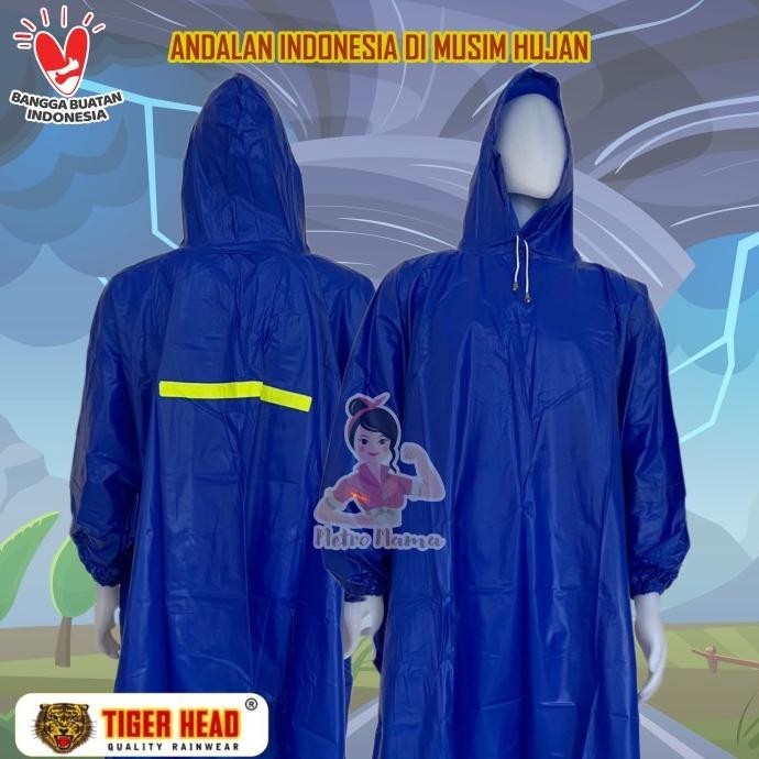 Jas Hujan Tiger Head Ponco Lengan 68224 Ori Mantel Jaket Raincoat
