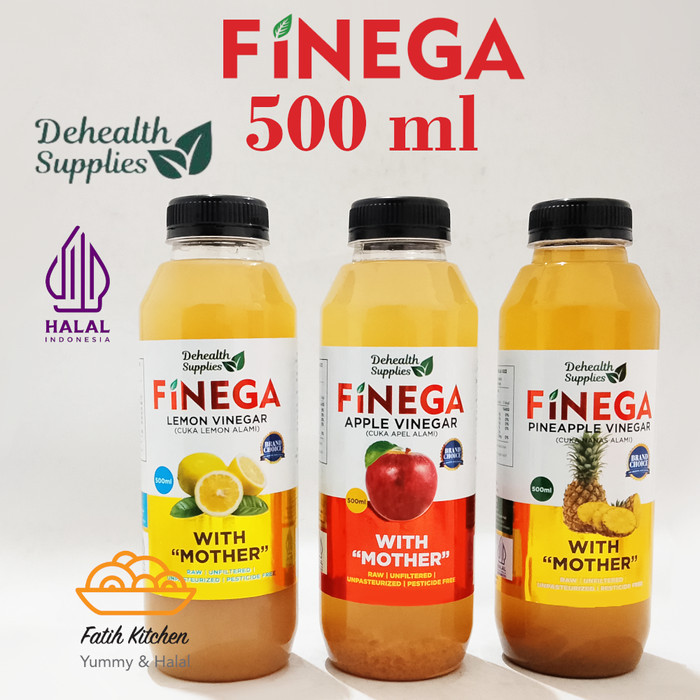 

Sale Finega 500 Ml (Botol Plastik) Vinega Cuka Apel / Nanas / Lemon