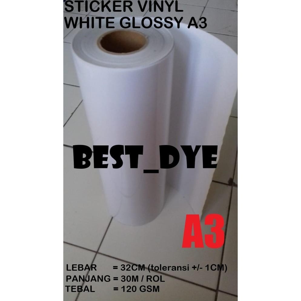 

TGH Sticker Vinyl Inkjet White Glossy 120 GR, A3= 32 Cm x 30 M, 1 Roll TERLARIS