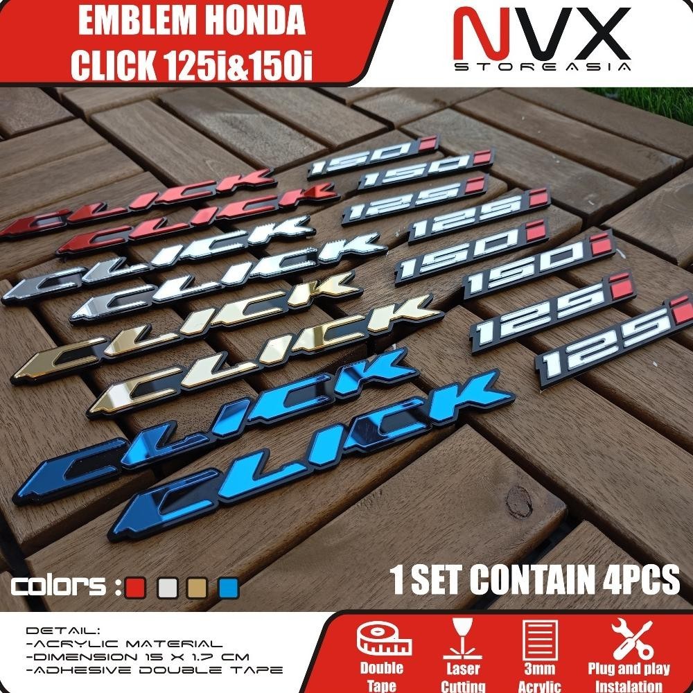 TGH 1 SET 4PCS Emblem Honda Click 125i 150i Stiker Logo Timbul Vario 125 New Old 160 150 Sticker 110