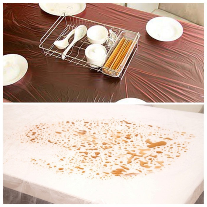 BARU TAPLAK MEJA MAKAN PLASTIK BENING TRANSPARAN ALAS MEJA MAKAN ISI 10