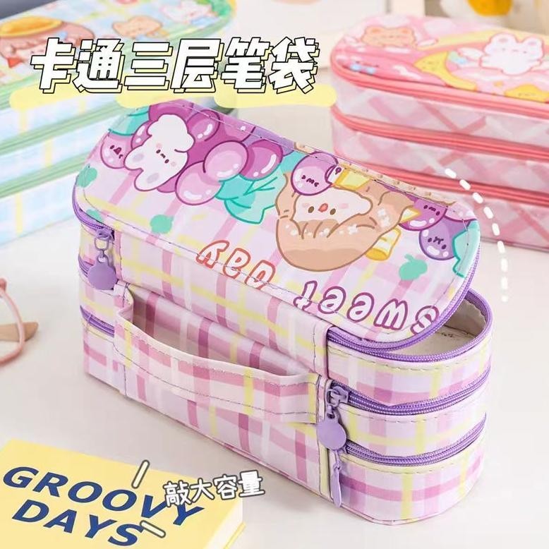 

Premium Kotak Pensil Sleting Import Korea / Grid Waterproof Pencil Case / Tepak Pensil Aesthetic Tahan Air / Premium Tempat Alat Tulis Murah Bahan Kain Lembut / Minimalis Korean Style Stationery / Tempat Pensil Motif Plaid / Kompartment / Colorful Make Up