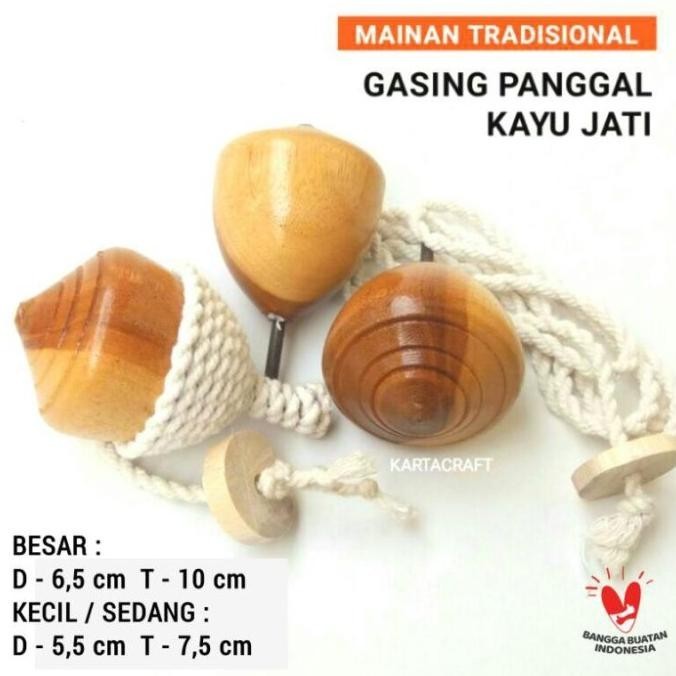 Gasing Panggal Kayu Jati Mainan Tradisional