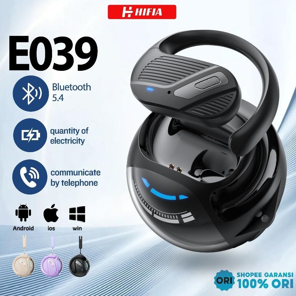 (NEW) 100% Ori HIFIA E039 OWS Hanging Headset Bluetooth 5.3 Headset Earhook Earphone Open  Headset S
