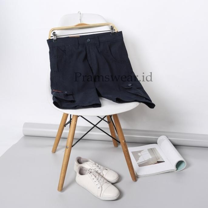 Celana Cargo Pendek Pria Hijau Army Green Ori Drill Keren - S, Navy