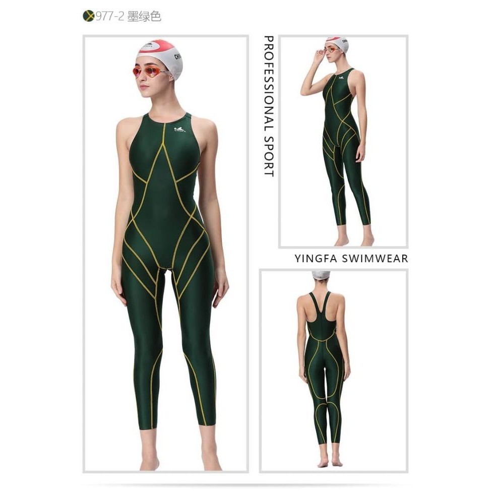 Baju Renang Wanita Panjang Sekaki Yingfa 977 / Swimsuit Competition - Hijau Tua, L