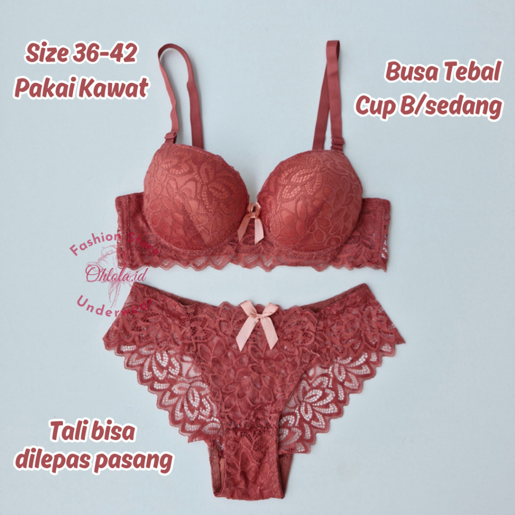 Set G String Wanita Seksi Seserahan Remaja Dalaman Oneset Cawet 1Set Busa Bra Perempuan Celana Dalam