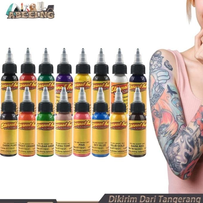 16 Warna Tinta Tato Permanen Tato Tinta Set Tattoo Ink Set