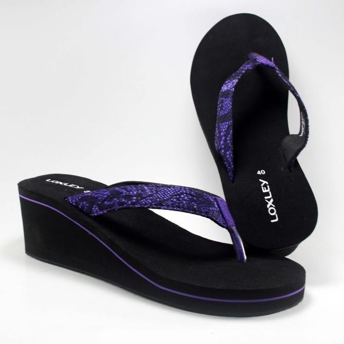 Sandal Wedges Wanita Loxley Prisma Hitam - Ungu