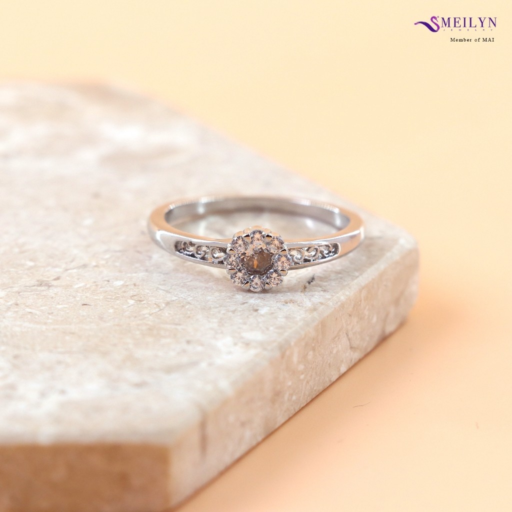 MEILYN Cincin Wanita Fashion Lapis Emas Motif Batik Bunga Perak 0222230393