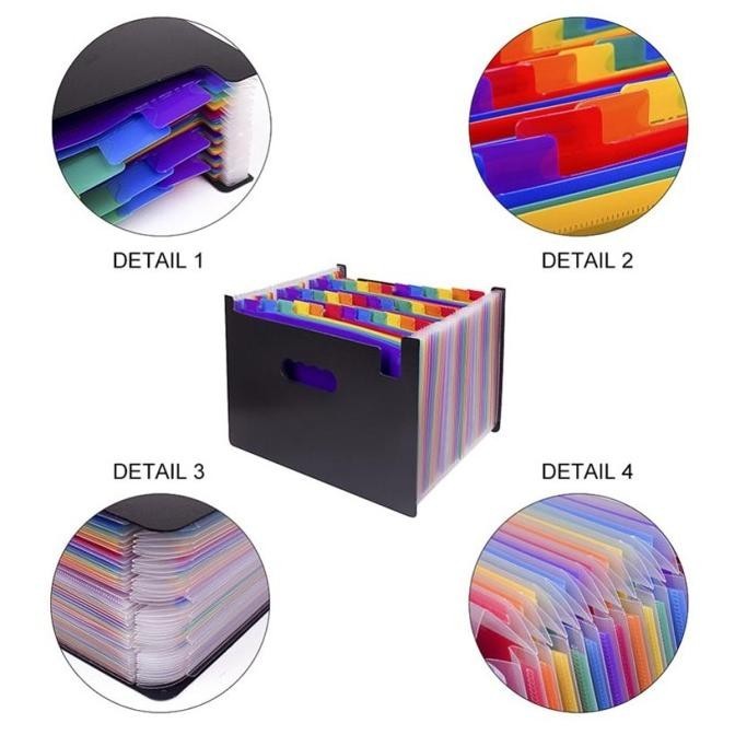 

Premium 24 Map Dokumen Harmonika A4 Folio Warna folder Expanding File sekat High Quality