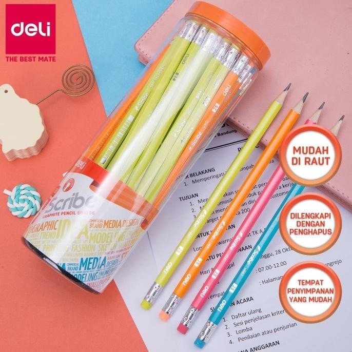 

Deli Pensil / Pencil - 2B 50pcs/tabung - Sudah diasah EU51006