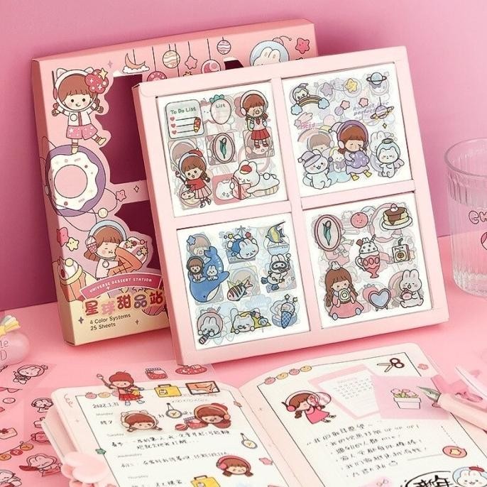 

Sticker Happy Girl Flower Sakura Cartoon Cute Korean Style PVC