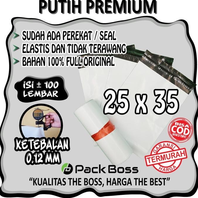 

PREMIUM POLYMAILER PUTIH 25X35 ISI 100 HALUS TEBAL PRAKTIS & MEWAH