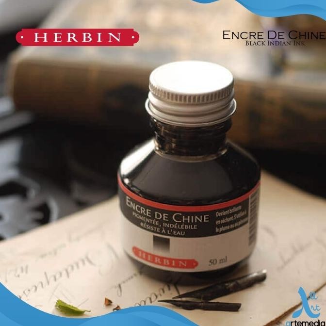 

Tinta Kaligrafi Herbin Black Indian Ink Calligraphy Drawing Writing