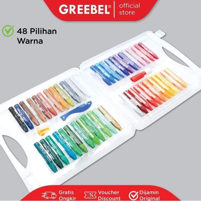 

GREEBEL Crayon Krayon KIDS OIL PASTEL (48 Warna) untuk Anak non toxic