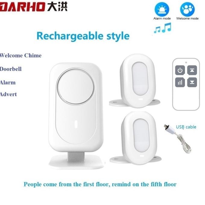 Darho Bel Pintu Sensor Gerak Inframerah, Bel Pintu Masuk 5 Bahasa