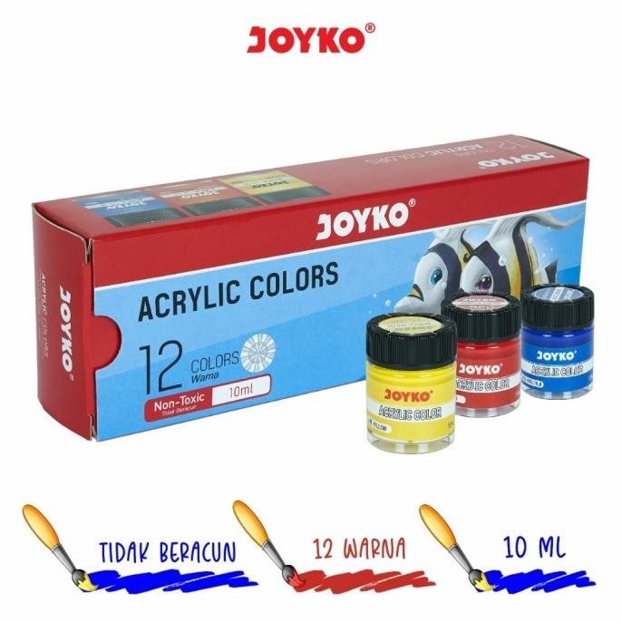 

Acrylic Color Set Cat Aklirik JOYKO 12warna ACC-10ml/Cat Lukis Aklirik