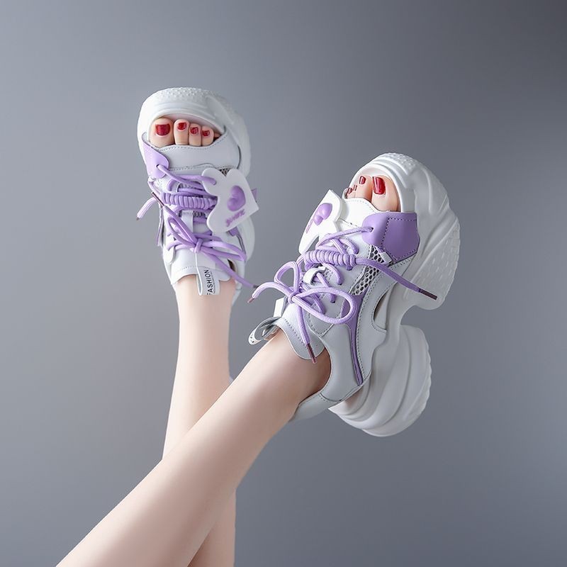 Women's Summer Peep Toe Wedge Mesh Breathable Platform Heightened Daddy Shoes