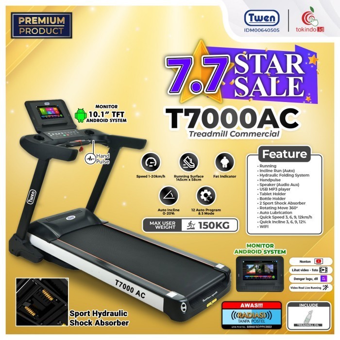Alat Fitness Treadmill Commercial Elektrik Murah Twen T7000AC/Treadmil - T7000AC