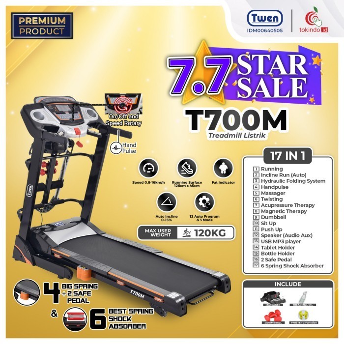 Twen T700M Treadmill Elektrik Multifungsi - Alat Fitness Rumah