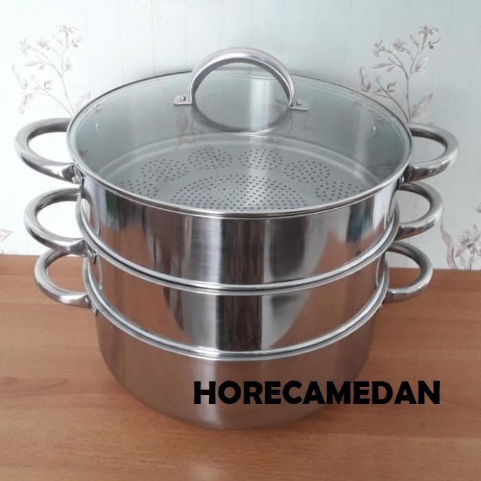 Supra Panci Kukus Steamer 40Cm Susun 3 Stainless Steel Tebal