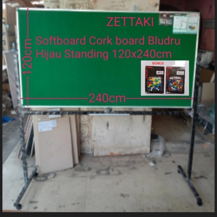 

Softard Cork ard/Papan Mading Bludru Hijau Standing 120x240cm