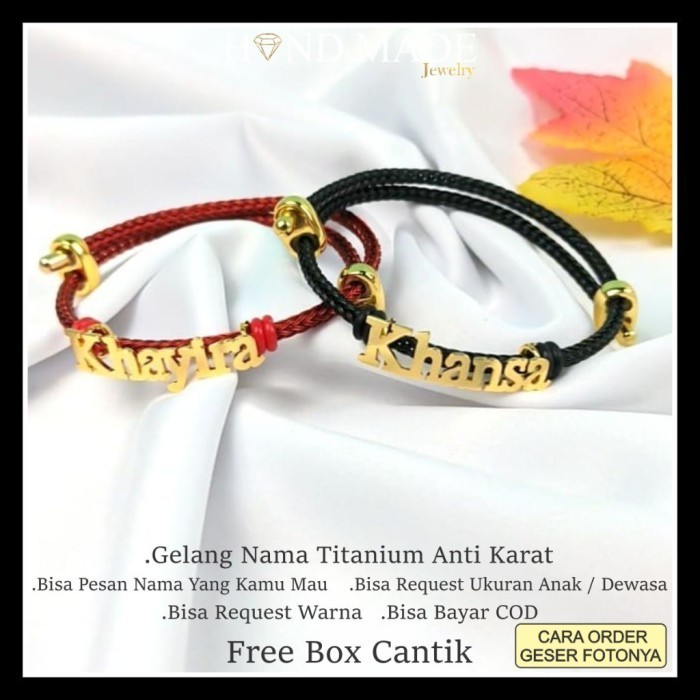 Haf Gelang Nama Titanium Anti Karat Anak Dewasa Gelang Titanium Wanita