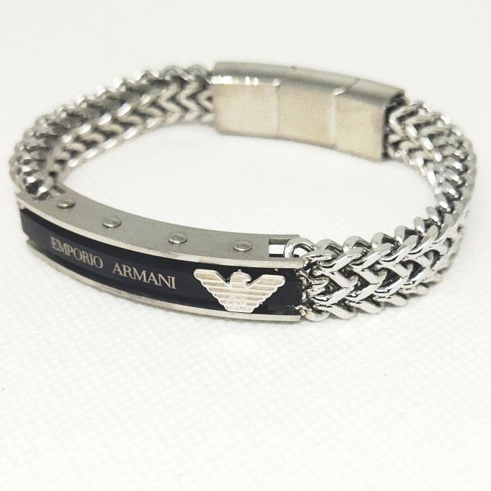 Haf Gelang Titanium Pria Silver Rantai / 100% Stainless Steel
